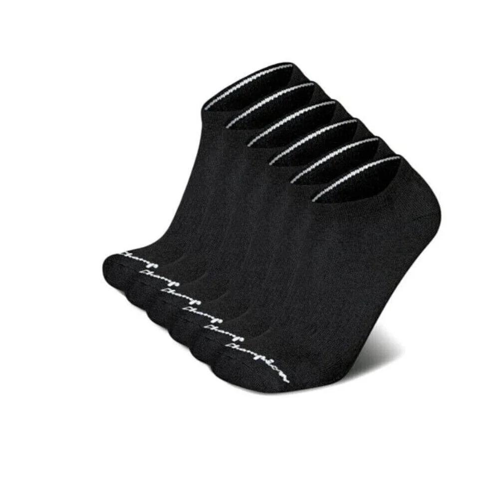 Champion Men's Cushion 6-12.5 Low Cut  6 Pair Black Sport Socks